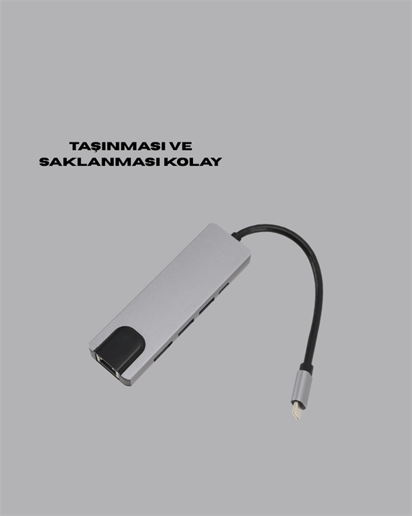 4K HDMI Çıkışlı, Gigabit Ethernet'li USB‑C Çoklu Port Hub - Lisinya