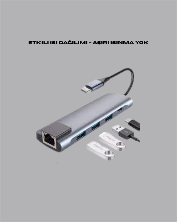 4K HDMI Çıkışlı, Gigabit Ethernet'li USB‑C Çoklu Port Hub - Lisinya
