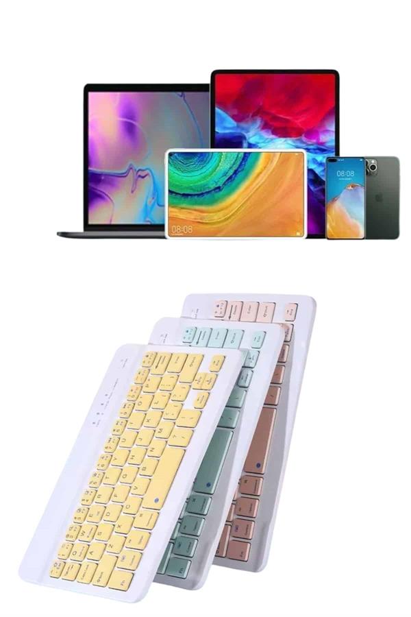 Android ve İOS Uyumlu Bluetooth Kablosuz Türkçe Q Klavye Renkli - Lisinya