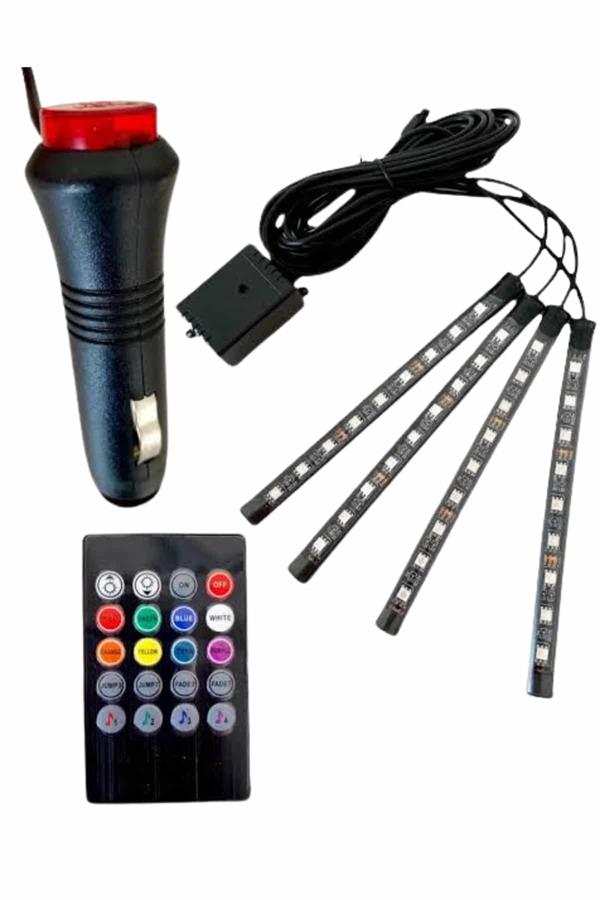 Araç Içi Aydınlatma Kumandalı 12 Led Ayak Altı Led Ambiyans Işığı Sese Duyarlı Kumandalı - Lisinya