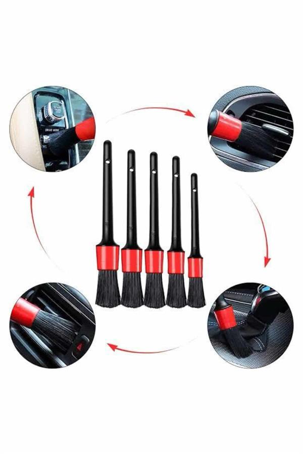 Araç İçi Led Aksesuar 5 Farklı Detaylı Araba Temizlik Fırçası Oto Temizleme Fırçası - Lisinya