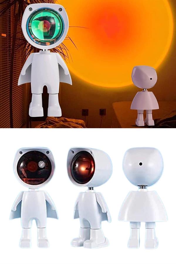 Astronot Işık Projektörü Gökkuşağı Projeksiyon Gece Lambası Hediyelik - Lisinya