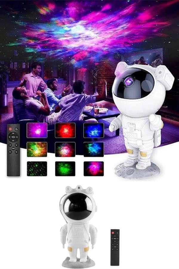 Astronot Şeklinde Bluetooth Hoparlör Gökyüzü Kumandalı Aydınlatma Lamba - Lisinya
