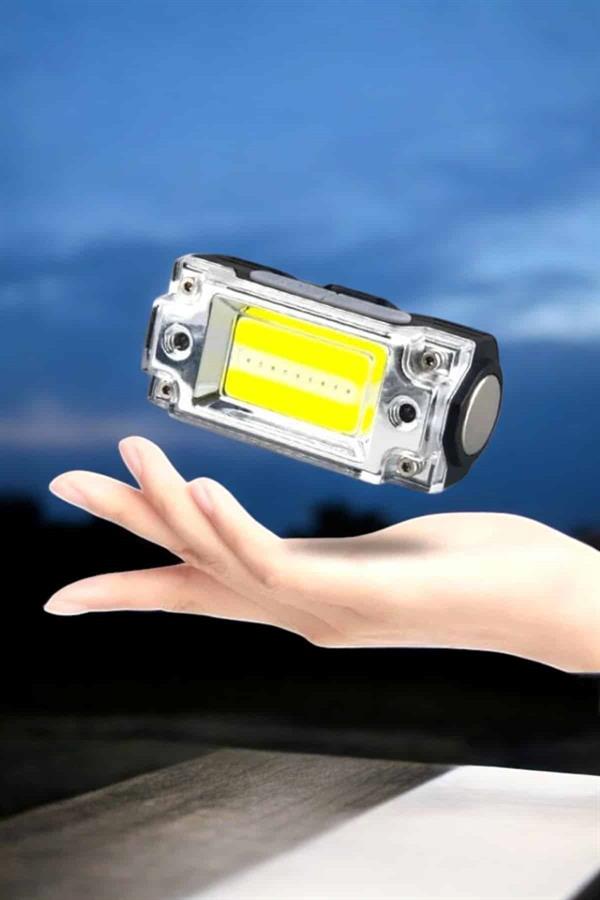 Beyaz Led Işık Sensörlü Kafa Lambası Lityum Batarya Led El Fenerli Şarjlı - Lisinya