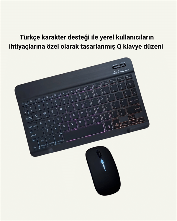 Bluetooth 5.3 Destekli Şarjlı Taşınabilir Klavye + Mouse Kombinasyonu - Lisinya