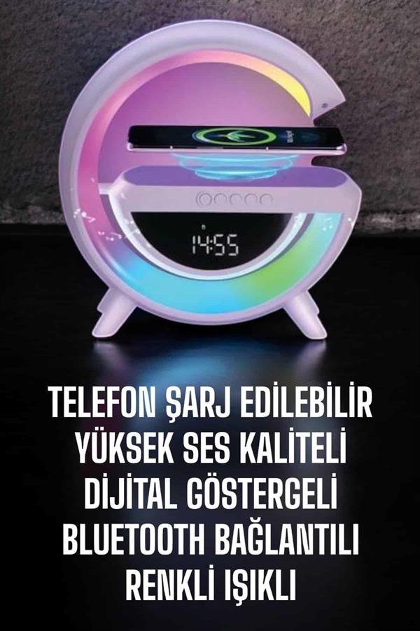 Bluetooth Hoparlör 15W Kablosuz Hızlı Şarj LED Gece Lambası - Lisinya