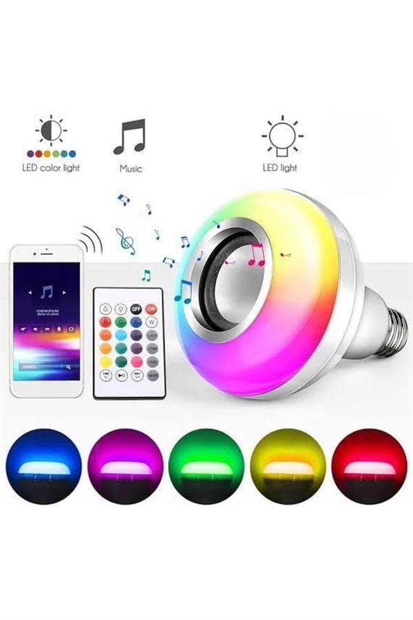 Bluetooth Hoparlör Akıllı Rgb Led Işık Renk Değiştirme Ses Bombası Ampül Görünümlü - Lisinya