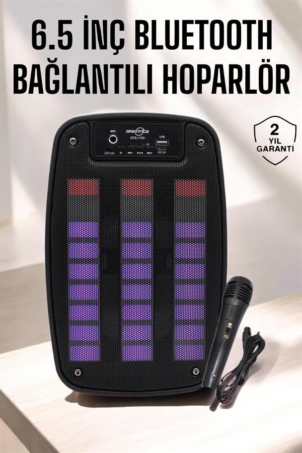 Bluetooth Hoparlör RGB Işıklı USB SD Kart Girişli Taşınabilir - Lisinya