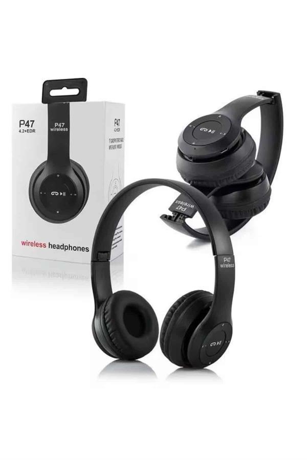 Bluetooth Kablosuz Kulaklık Siyah Wireless 5.0 Kulak Üstü Uzun Pil Ömrü - Lisinya