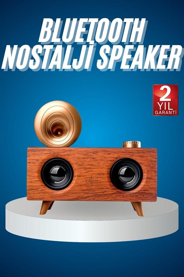 Bluetooth Nostalji Speaker Radyo Gramofon Ahşap Renk Vintage - Lisinya