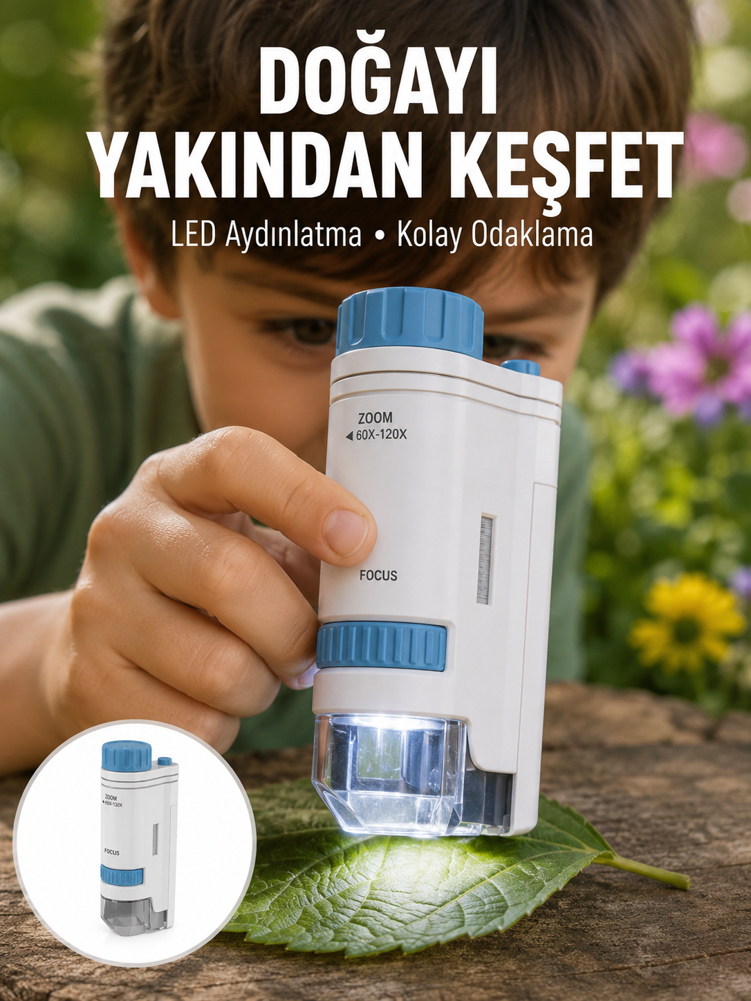 ABS Gövdeli Öğrenci ve Hobi Mikroskobu – Mavi Renk - Lisinya