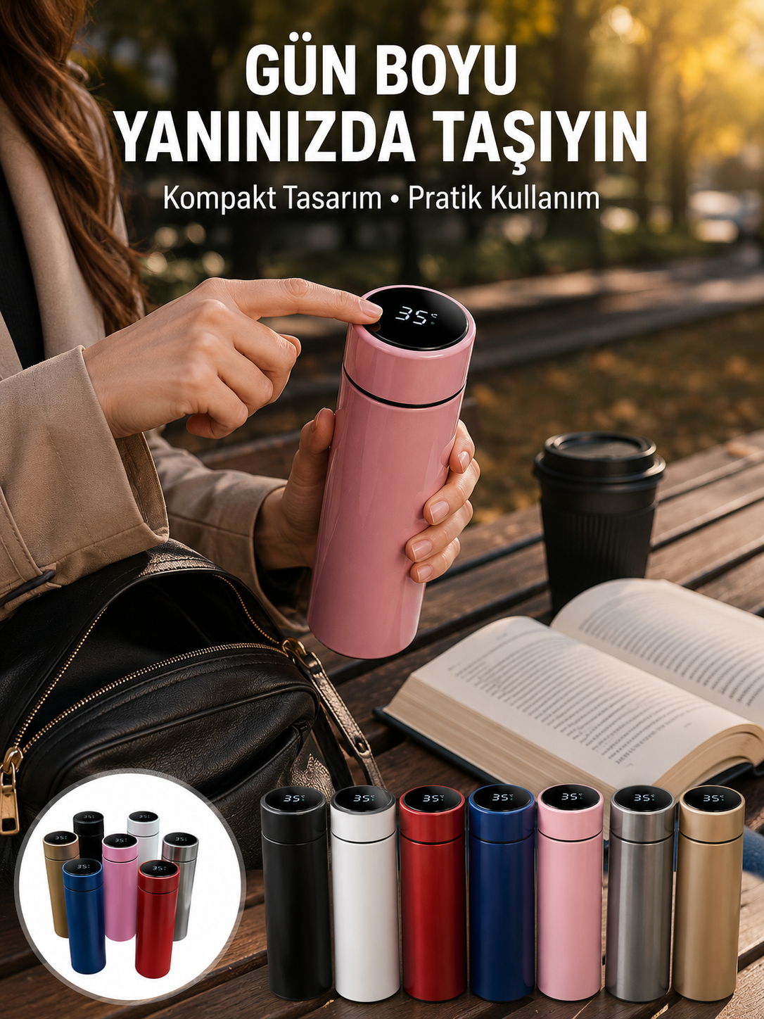 LED Sıcaklık Ölçerli 250 ml Yalıtımlı Termos Şişe - Lisinya LED Sıcaklık Ölçerli 250 ml Yalıtımlı Termos Şişe - Lisinya