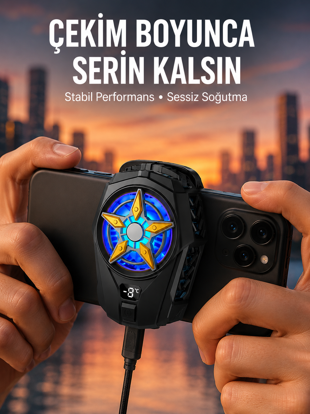 Oyunlar İçin Telefon Soğutucu – 65-85 mm Uyumlu, Dijital Ekranlı - Lisinya Oyunlar İçin Telefon Soğutucu – 65-85 mm Uyumlu, Dijital Ekranlı - Lisinya