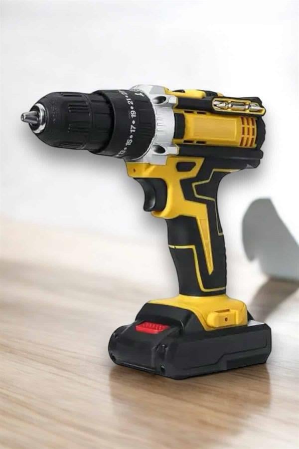 Çift Bataryalı Metal Dişli Darbeli Şarjlı Matkap Seti 24W Güç ve 24 Parça Aksesuar - Lisinya