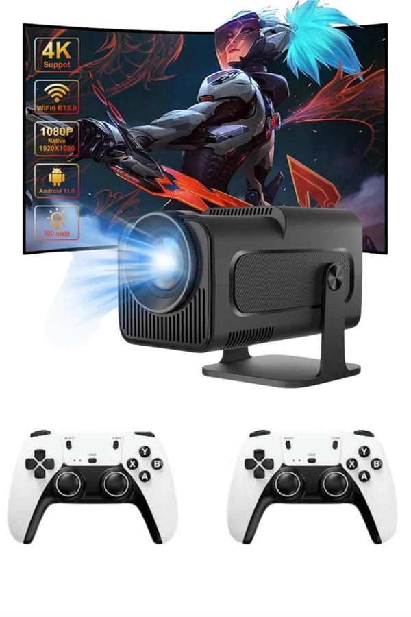 Çift Kollu Game Box Projeksiyon Cihazı Kumandalı Android Tv Dahili Hoparlör - Lisinya