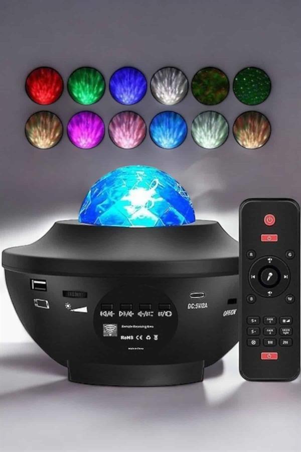 Çocuklara Özel Şarjlı Bluetooth Hoparlör Parti Led Lambası Yıldızlı Projeksiyon - Lisinya