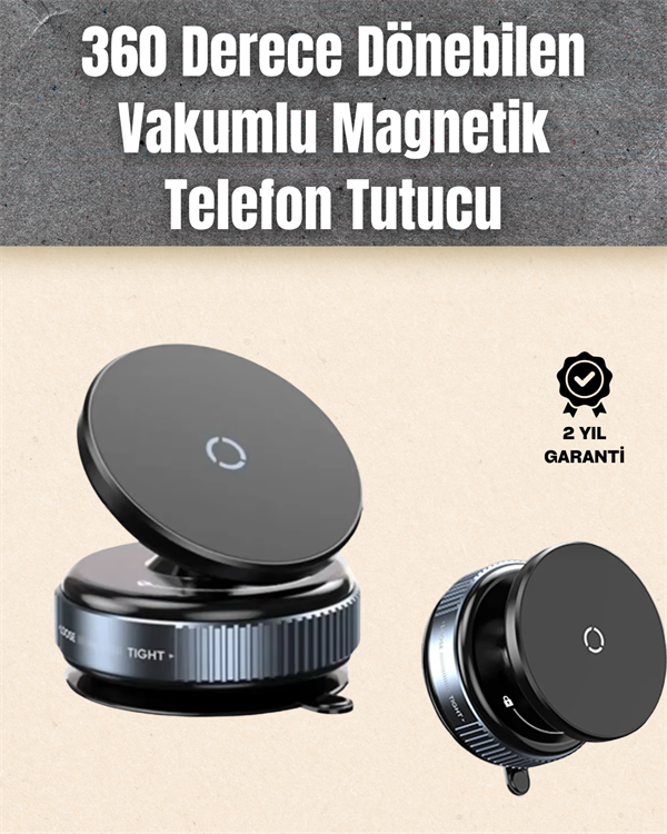 Çok Yönlü Döner Başlıklı Vakumlu Araç Telefon Standı – Sert Yollarda Stabil Kullanım - Lisinya