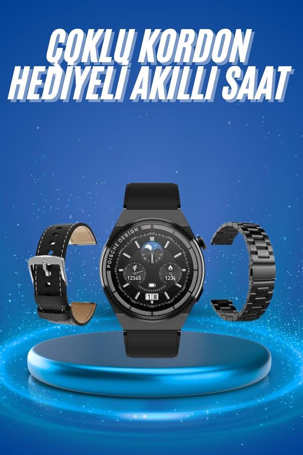 Çoklu Kordon Hediyeli Akıllı Saat Çağrı Cevaplama Müzik Dinleme Dokunmatik Ekran - Lisinya