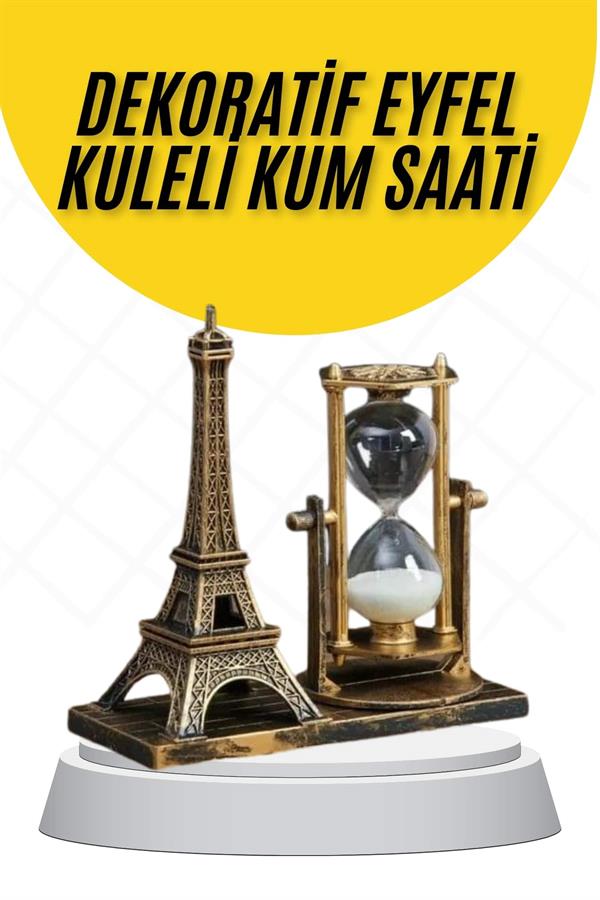 Dekoratif Eyfel Kulesi ve Kum Saati Vintage Tarzı Masa Süsü Biblo - Lisinya