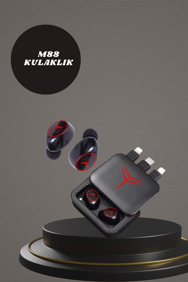 Dijital Göstergeli Powerbank Kablosuz Kulaklık ve 7 Kordonlu Yeni Nesil Akıllı Saat Dokunmatik Kontrol - Lisinya