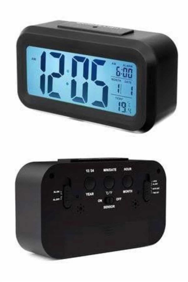 Dijital Masa Saati Takvim Çalar Saat Alarmlı Işıklı Led Ekran Pilli - Lisinya