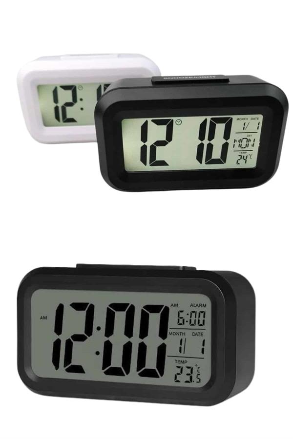 Dijital Masa Saati Termometreli Takvim Çalar Saat Led Ekran Pilli - Lisinya