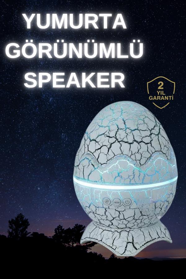 Dinozor Yumurtası Gece Masa Lambası Bluetooth Hoparlör 14 Renk Seçeneği - Lisinya