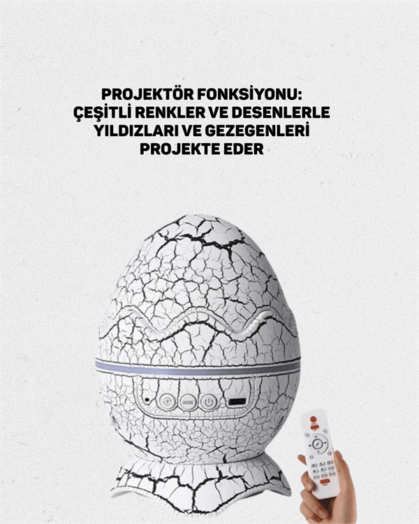Dinozor Yumurtası Tasarımlı Projektörlü Gece Lambası - Lisinya