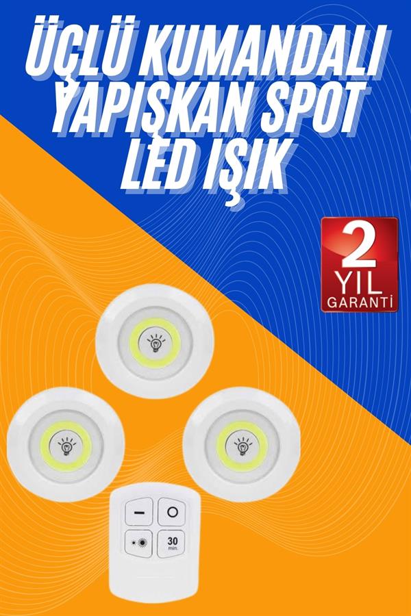Dolap Işığı Mutfak Rafı Işığı Uzaktan Kumandalı 3 Lü Spot Led Lamba - Lisinya Dolap Işığı Mutfak Rafı Işığı Uzaktan Kumandalı 3 Lü Spot Led Lamba - Lisinya