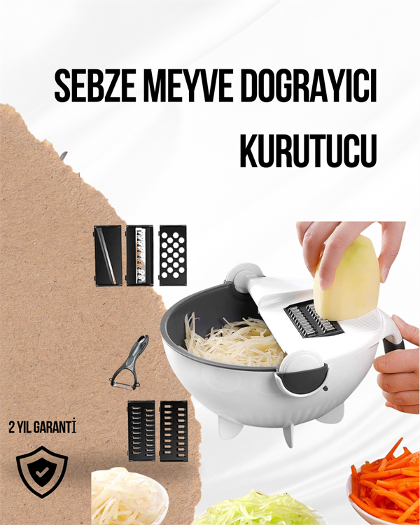 Döner Mekanizmalı Rende Bıçaklı Sebze Dilimleyici Seti - Lisinya