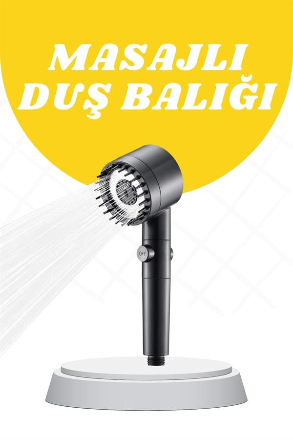 Duş Başlığı Yüksek Basınçlı Masaj Taraklı 3 Kademeli - Lisinya Duş Başlığı Yüksek Basınçlı Masaj Taraklı 3 Kademeli - Lisinya