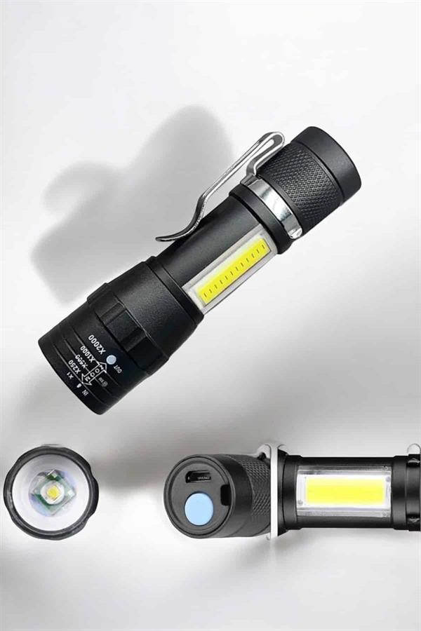 El Feneri Led USB Şarjlı Zoom Mini Led Işık Acil Durum Feneri - Lisinya