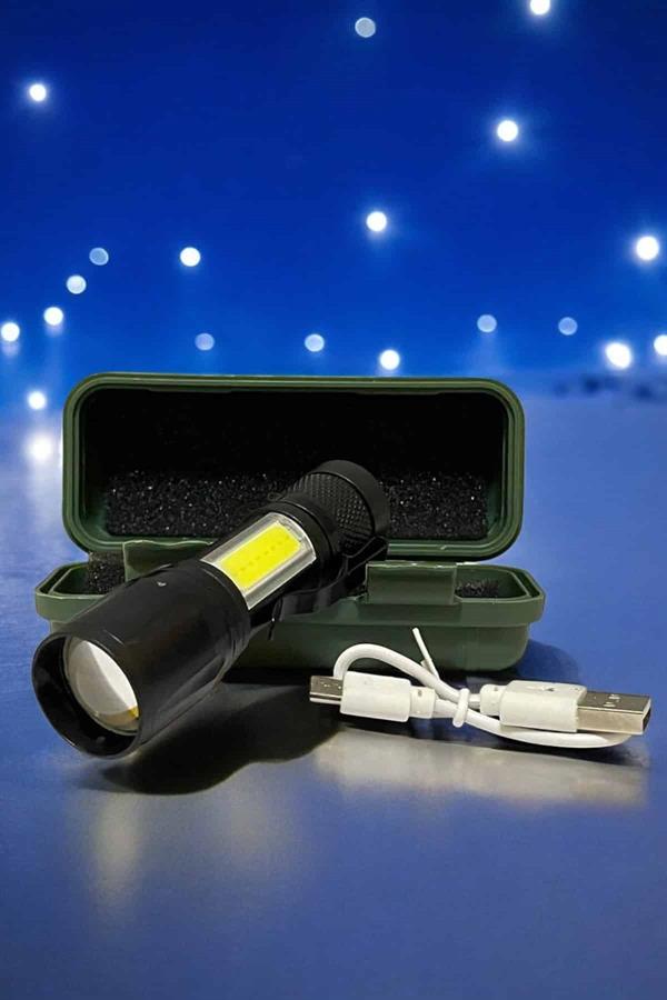 El Feneri Led USB Şarjlı Zoom Mini Led Işık Acil Durum Feneri - Lisinya
