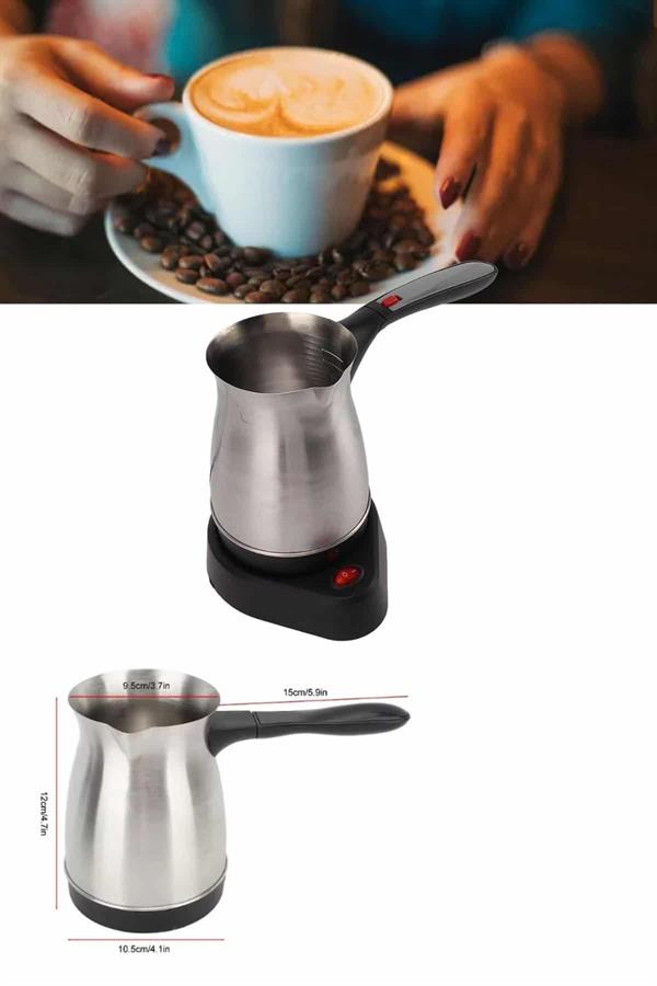 Elektrikli Cezve 800 Watt Paslanmaz Çelik Türk Kahve Makinesi Saplı - Lisinya
