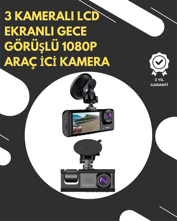 G-Sensör ve Hareket Algılama Destekli 1080p Araç İçi Güvenlik Kamerası - Lisinya