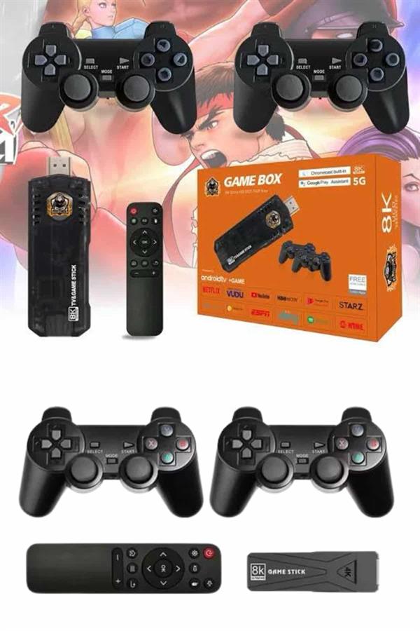 Game Stick Çift Oyun Konsolu Smart TV Game Box 8k Ultra HD 64 Gb - Lisinya