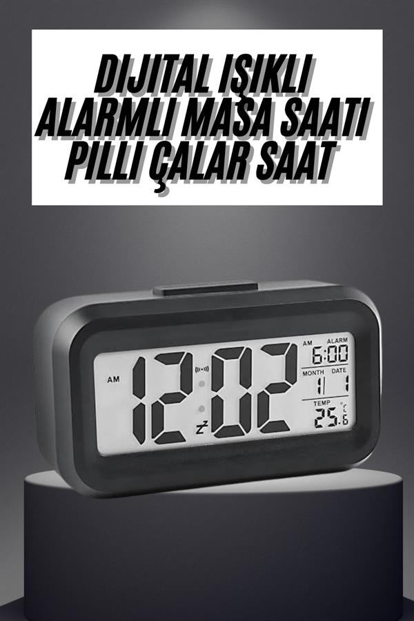 Gece Dijital Masa Saati Dijital Alarmlı Led Ekran Pilli Çalar Saat - Lisinya