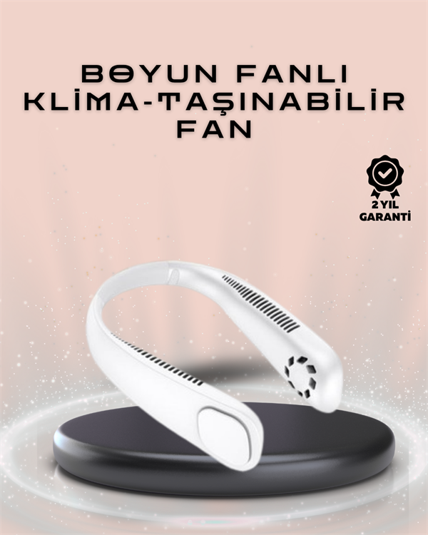 Giyilebilir Sessiz Fan | 224g Hafif, Bladeless Güvenli Tasarım, 5 Vitesli Soğutma, USB Şarjlı Fan - Lisinya
