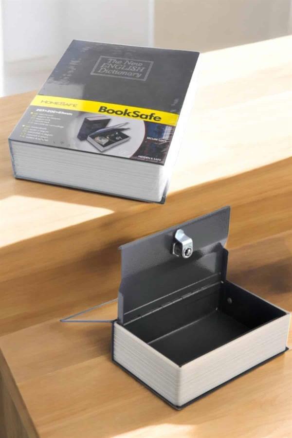 Gizli Kasa İngilizce Sözlüğü Kitap Görünümlü Anahtarlı Gizli Mini Çelik Kasa Kilitli - Lisinya
