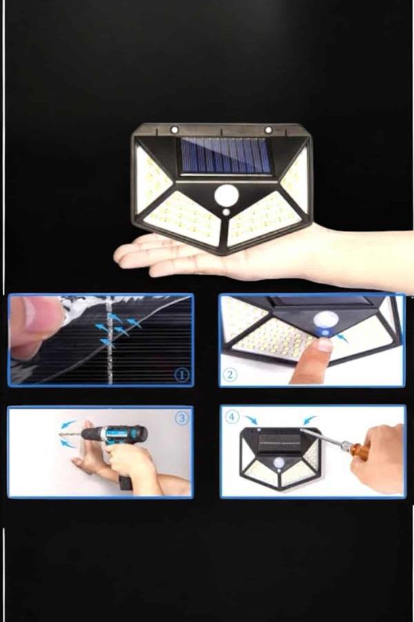 Güneş Enerjili Bahçe Aydınlatma Lambası Solar 100 Led Lamba - Lisinya