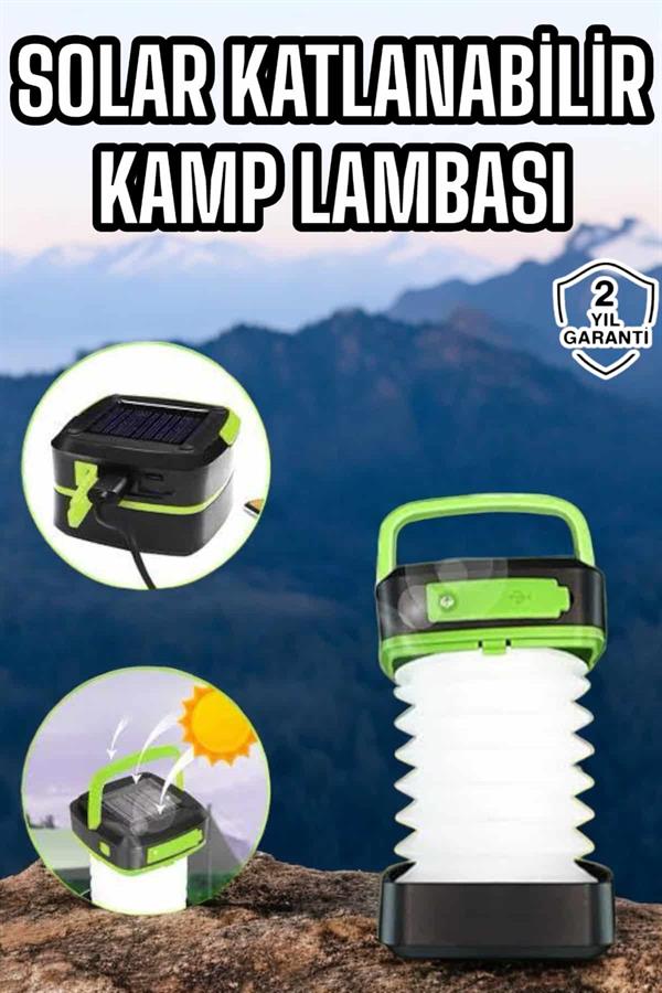 Güneş Enerjili Led Lamba Kamp Lambası Katlanabilir Lamba USB Şarjlı - Lisinya