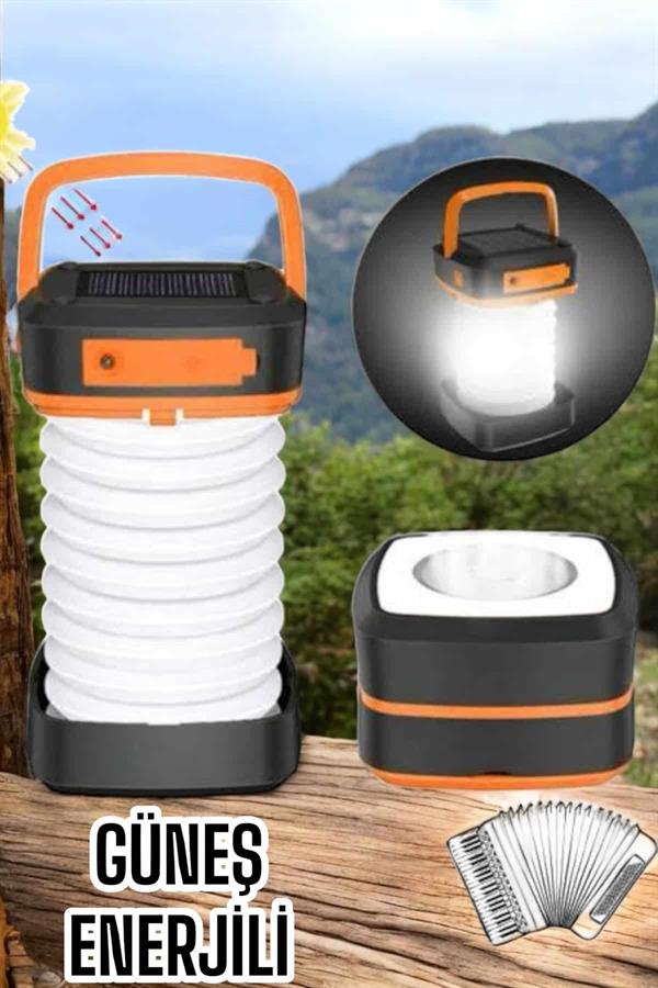 Güneş Enerjili Led Lamba Kamp Lambası Katlanabilir Lamba USB Şarjlı - Lisinya