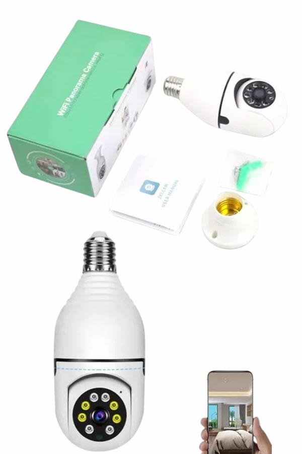 Güvenlik Kamerası Wi-Fi Özellikli 360 Derece Full Hd 1080p Ampül Kamera - Lisinya
