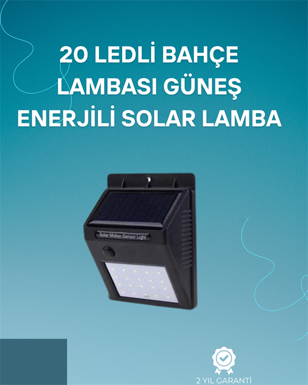 Hareket Sensörlü Solar Lamba | 120° Algılama Açısı, 3-4 Metre Mesafe, Suya Dayanıklı LED - Lisinya