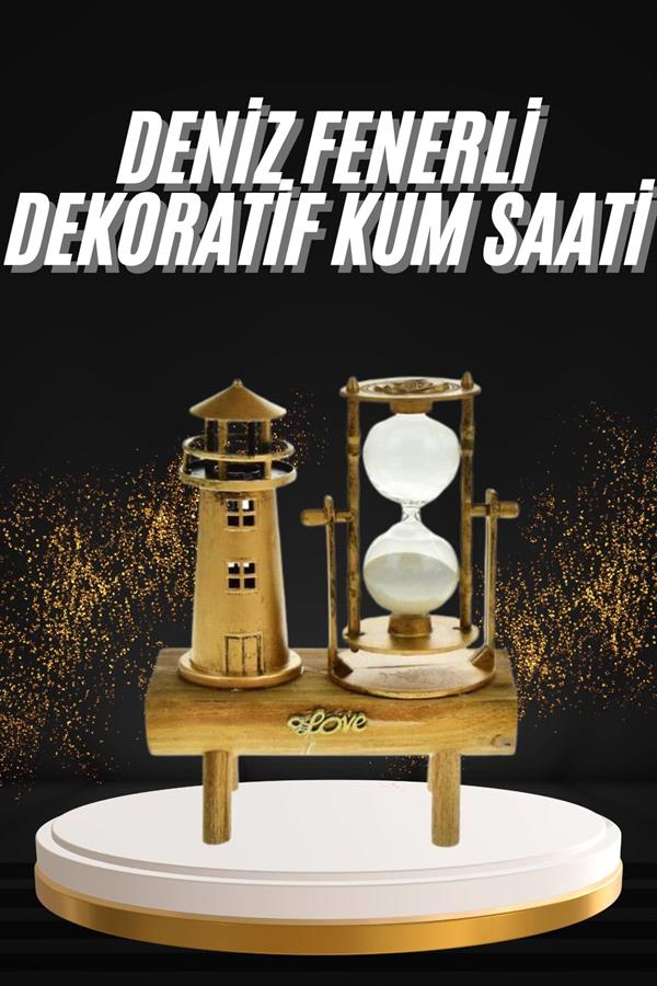Hediyelik Eşya Retro Deniz Fenerli Kum Saati Ahşap Görünümlü Dekoratif Eşya - Lisinya
