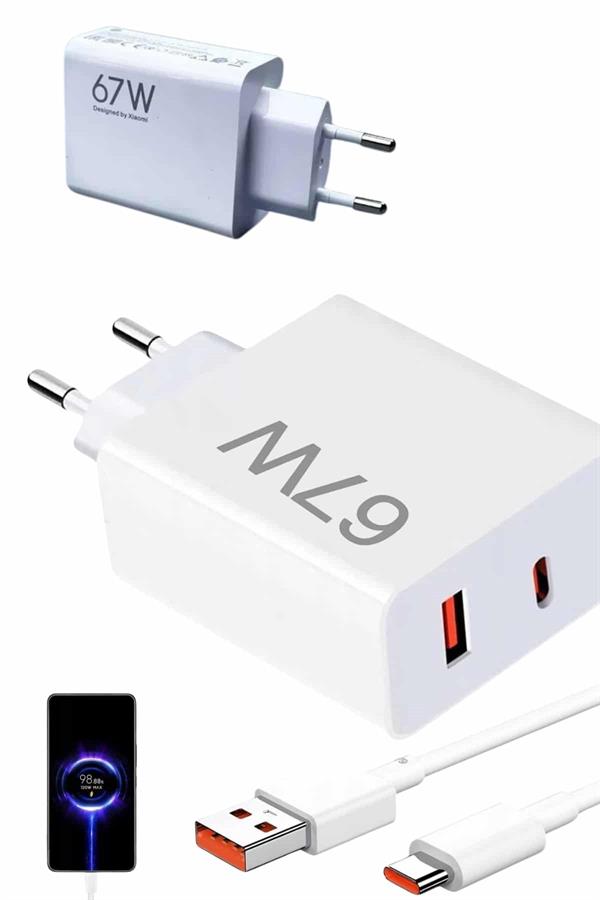 Hızlı Şarj Aleti Adaptörü Kablo Seti 67W Uzun Ömürlü Beyaz - Lisinya