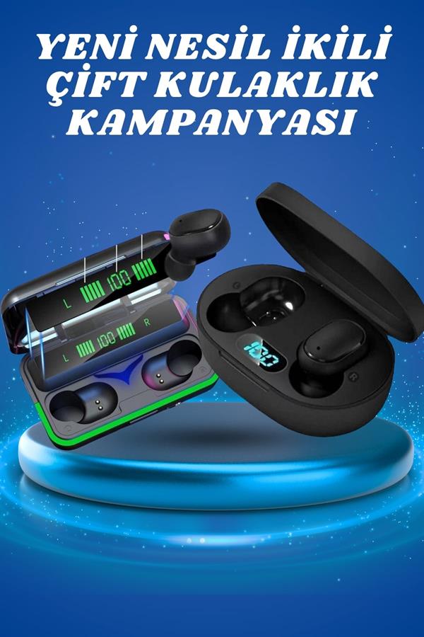 İkili Bluetooth Kulaklık Dijital Göstergeli Uzun Pil Ömrü Yüksek Ses Kaliteli - Lisinya