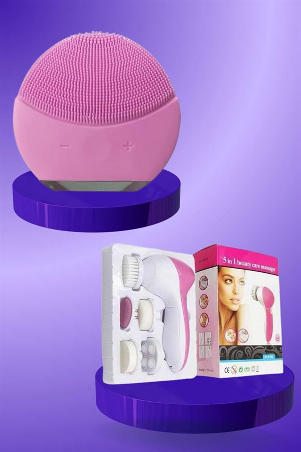 İkili Cilt Bakım Seti 5 Başlıklı Yüz Temizleme ve Masaj Aleti Canlandırıcı ve Onarıcı - Lisinya