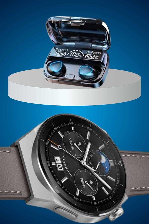 İkili Set Akıllı Saat Ve Bluetooth Kulaklık Kablosuz Uzun Pil Ömrü Spor Modları - Lisinya