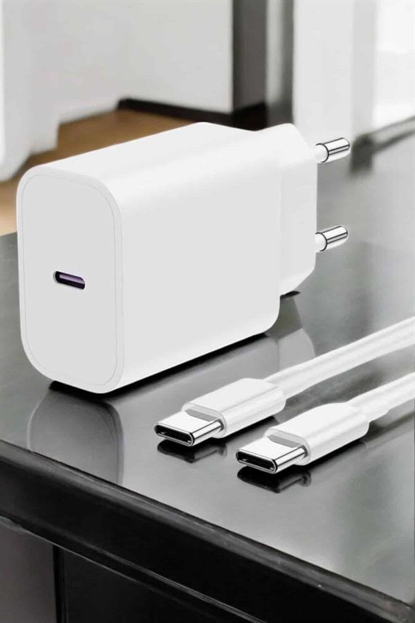 İOS Uyumlu Type-C Girişli Hızlı Şarj 15/15 Pro Max Adaptör ve Kablosu - Lisinya